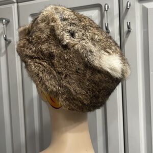 Globalcraft Toronto Elegant Brown Mixed Shades Rabbit Skin Raccoon Tail Fur Hat